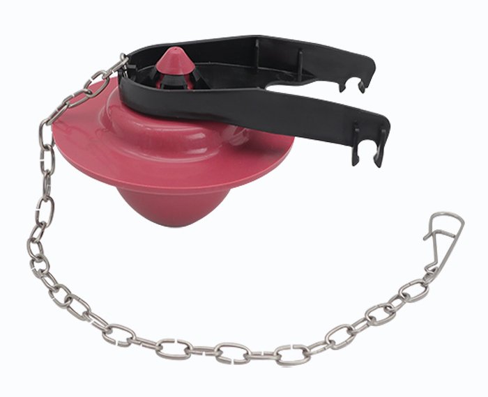 Replacement toilet flapper with a lift chain and clip
